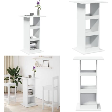 Tavolo Bar con Portaoggetti Bianco 60x60x102 cm in Truciolato - Portaoggetti - Truciolato