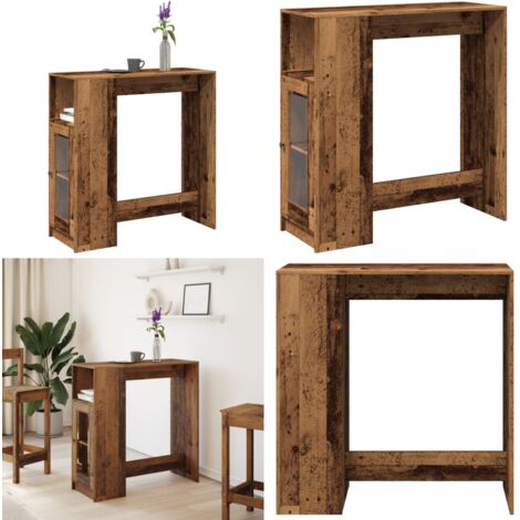 Tavolo Bar con Rastrelliera Antico 101x40x103,5 cm Multistrato - Tavolo bar con scomparti - Tavolo bar in legno