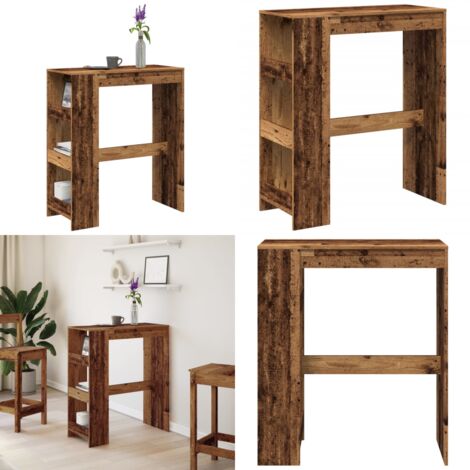 Tavolo Bar con Rastrelliera Antico 90x40x103,5 cm Multistrato - Tavolo bar antico - Tavolo bar con ripiani
