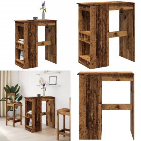 Tavolo Bar con Rastrelliera Antico 90x47,5x103,5 cm Multistrato - Tavolo bar antico - Tavolo bar con rastrelliera