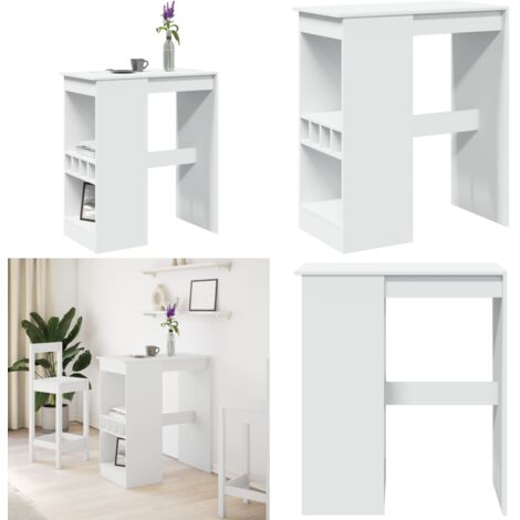 Tavolo Bar con Rastrelliera Bianco 90x47,5x103,5 cm Truciolato - Tavolo bar con rastrelliera - Tavolo bar in truciolato