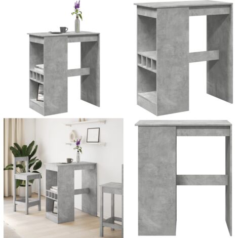 Tavolo Bar con Rastrelliera Grigio 90x47,5x103,5 cm Multistrato - Rastrelliera - Tavolo da bar