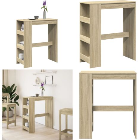 Tavolo Bar con Rastrelliera Sonoma 90x40x103,5 cm Multistrato - Ripiano - Ripiani