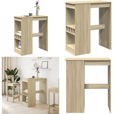 Tavolo Bar con Rastrelliera Sonoma 90x47,5x103,5 cm Multistrato - Tavolo bar con rastrelliera - Tavolo bar multistrato