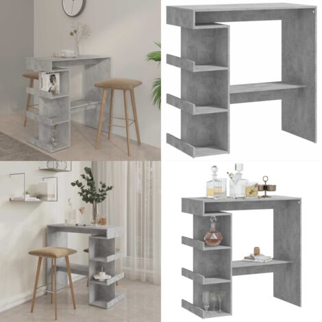 Tavolo Bar con Ripiani Grigio Cemento 100x50x101,5cm Truciolato - Ripiani - Tavolo da pranzo