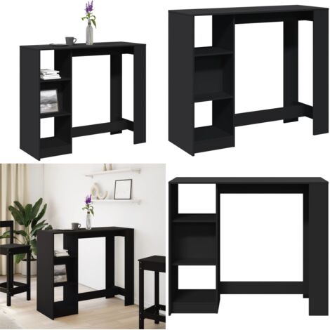 Tavolo Bar con Ripiano Nero 124x46x103,5 cm Legno Multistrato - Tavolo bar in legno - Tavolo bar con ripiano