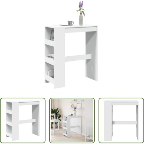 Tavolo bar con ripiano -  Tavolo Bar con Rastrelliera Bianco 90x40x103,5 cm Multistrato