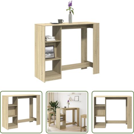 Tavolo bar con ripiano -  Tavolo Bar con Ripiano Rovere Sonoma 124x46x103,5cm Multistrato