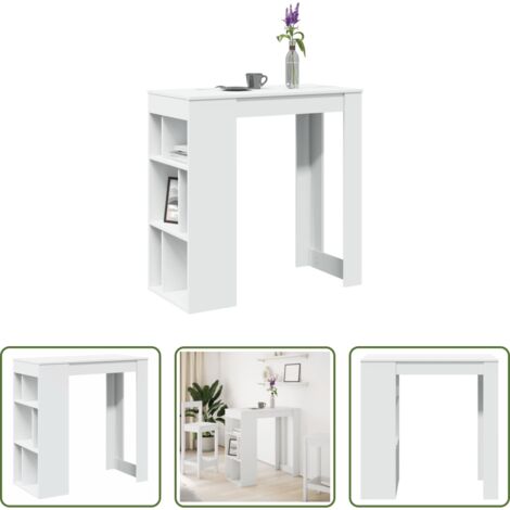 Tavolo bar con scomparti -  Tavolo Bar con Rastrelliera Bianco 102x50x103,5 cm Multistrato