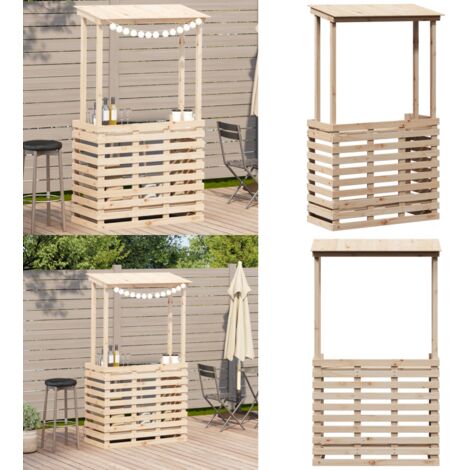 Tavolo Bar da Esterno con Tetto 112,5x57x195,5cm Legno Massello - Tavolo da giardino - Tavolo da esterno con tetto