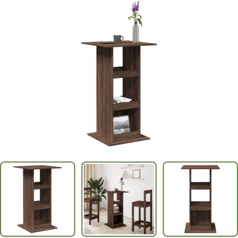 Tavolo bar marrone -  Tavolo Bar Portaoggetti Rovere Marrone 60x60x102 cm Multistrato