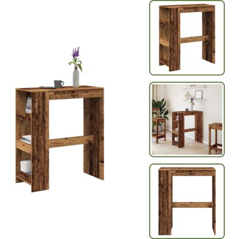 Tavolo bar multistrato - vidaXL Tavolo Bar con Rastrelliera Antico 90x40x103,5 cm Multistrato - Tavolo bar con rastrelliera