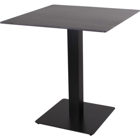 Tavolo bar pietra sinterizzata effetto marmo uso interno esterno 80x80 cm colore nero