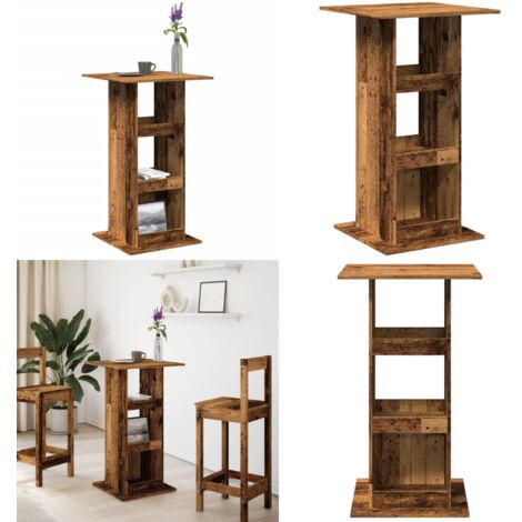 Tavolo Bar Portaoggetti Legno Antico 60x60x102cm in Multistrato - Tavolo da bar - Mobile bar