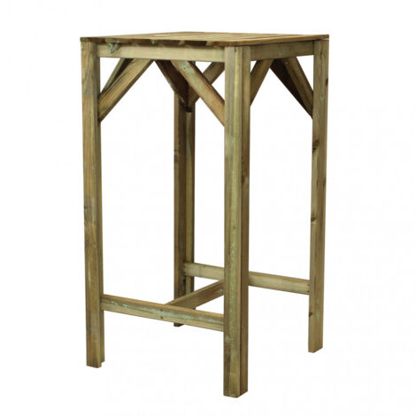 Tavolo bar pub e locali alto da esterno 60x60x110 cm in legno di pino impregnato verniciabile Trender