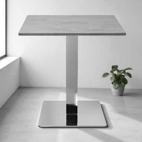 Tavolo bar pub ristorante 70x70 cm base argento e piano laminato Cemento H 75