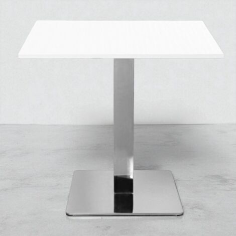 Tavolo bar pub ristorante 80x80 cm base argento e piano laminato Bianco Frassino H 75