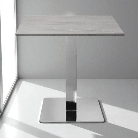 Tavolo bar pub ristorante 80x80 cm base argento e piano laminato Cemento H 75