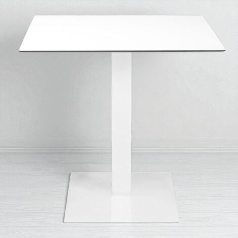Tavolo bar pub ristorante da esterno 80x80 cm con base e piano in HPL Bianco H 74