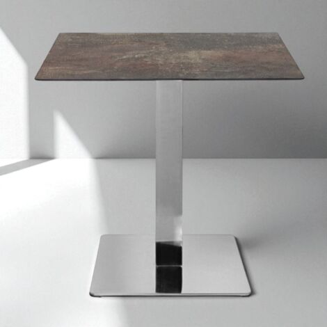 Tavolo bar pub ristorante in HPL 80x80 cm Ardesia Fango per esterno base Argento H 74