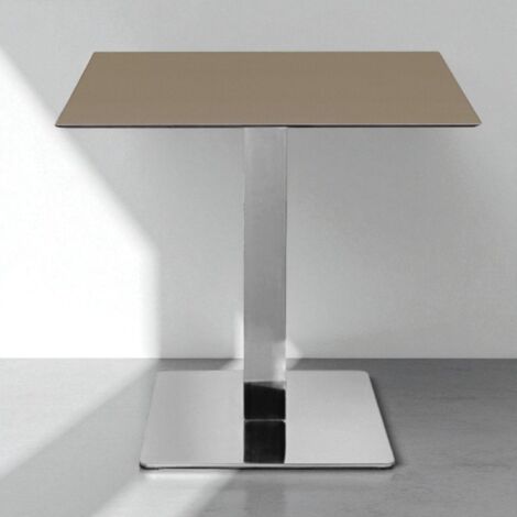 Tavolo bar pub ristorante in HPL 80x80 cm Tortora per esterno base Argento H 74