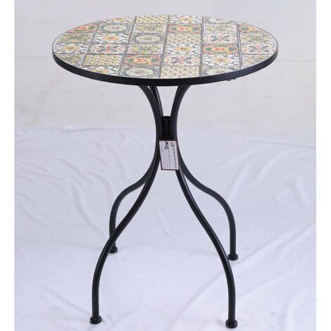 Tavolo bistrò in ferro sintra piano in mosaico Ø 60xh.72 cm