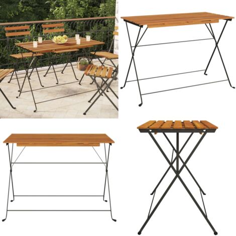 Tavolo Bistrò Pieghevole 100x54x71 cm Massello Acacia e Acciaio - Tavolo pieghevole - Tavolo da balcone