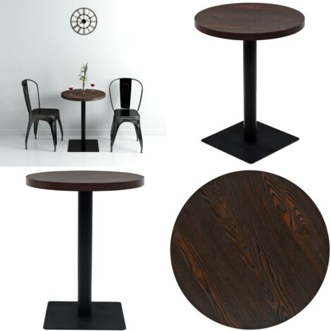 Tavolo Bistrot in MDF e Acciaio Rotondo 60x75 cm Cenere Scura - Tavolo in MDF - Tavolo in Acciaio