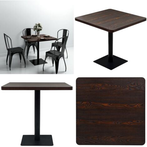 Tavolo Bistrot MDF e Acciaio Quadrato 80x80x75 cm Cenere Scura - Tavolo in MDF - Tavolo in Acciaio