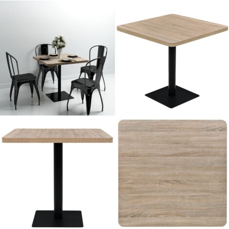Tavolo Bistrot MDF e Acciaio Quadrato 80x80x75 cm Color Rovere - Tavolo in MDF - Tavolo in Acciaio