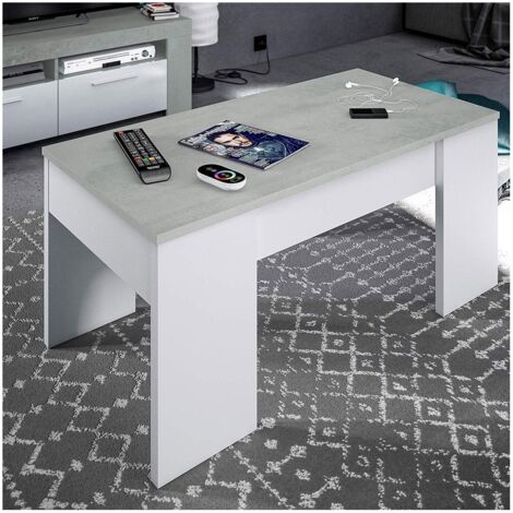 Tavolo Caffè Elevabile - 50X100X45H Cm - Bianco Cemento