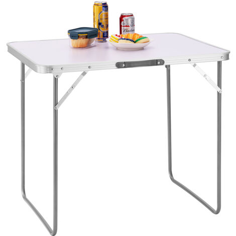 Tavolo Campeggio Picnic Alluminio 60x80x68 cm Pieghevole Maniglia per Trasporto