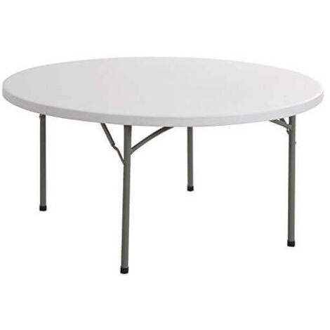 TAVOLO CATERING 120CM H74 FISSO STRUTTURA METALLO PIEGHEVOLE E PIANO ABS BIANCO