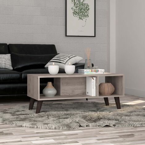 Tavolo centrale Cincinatti in legno di faggio senza cassetti né mensole, dimensioni 40 cm x 47 cm x 101,1 cm, finitura in rovere