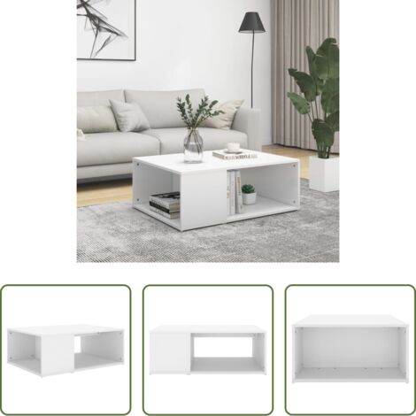Tavolo centrale -  Tavolino da Salotto Bianco 90x67x33 cm in Legno Multistrato