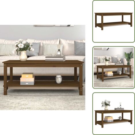 Tavolo centrale - vidaXL Tavolino da Salotto Ambra 110x55x45 cm Legno Massello di Pino - Tavolo decorativo