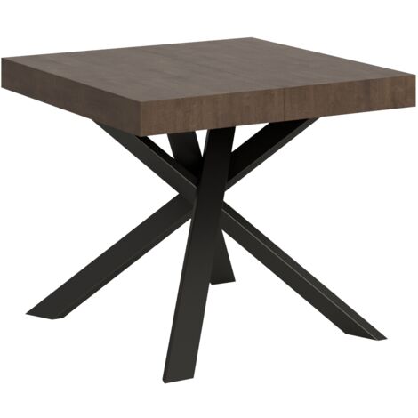 Tavolo Clerk 90x90 allungato 194 piano Noce gambe Antracite