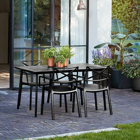 Tavolo cm.146x87 con 6 Poltrone in Resina colore Bronzo