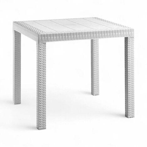 Tavolo componibile in resina effetto rattan 90x90xH72 cm Latir -  Bianco
