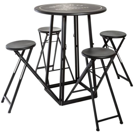 Tavolo con 4 sedie da esterno bianche e nere d77,5cm - Atmosphera créateur d'intérieur