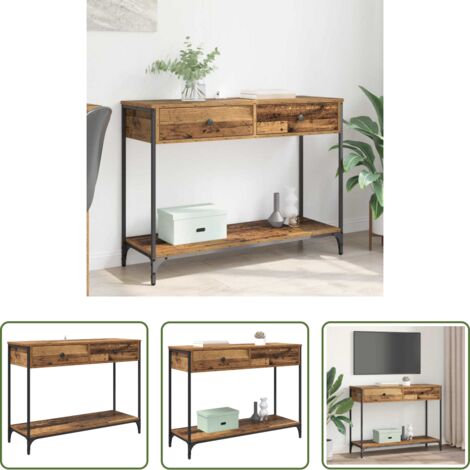 Tavolo con cassetto -  Tavolo consolle con cassetto Legno vecchio 100 x 34,5 x 75 cm