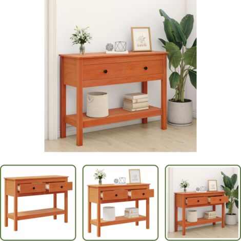 Tavolo con cassetto -  Tavolo consolle con cassetto Marrone cerato 100 x 35 x 75 cm