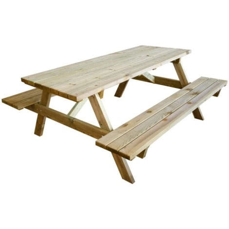 TAVOLO CON PANCHE PIC NIC LEGNO ESTERNO GIARDINO TAVOLI 180x160x70cm