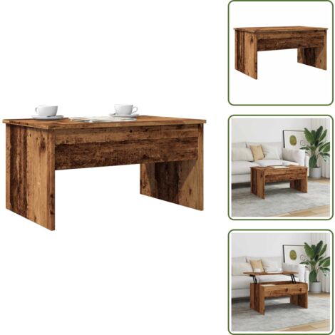 Tavolo con piano sollevabile - vidaXL Tavolino da Salotto Rovere Antico 80x50,5x41,5 cm in Truciolato - Tavolo in truciolato