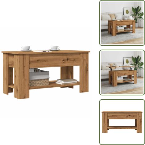 Tavolo con piano sollevabile - vidaXL Tavolino Salotto Rovere Artigianale 101x49x52 cm in Truciolato - Tavolo in truciolato