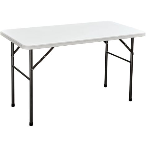 Tavolo con struttura in acciaio e piano in plastica stampata