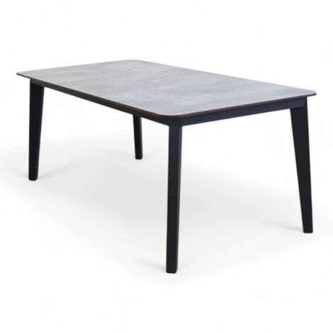 Tavolo con struttura in alluminio nera e piano laminato grigio chiaro 180x90xH76 cm Cancu