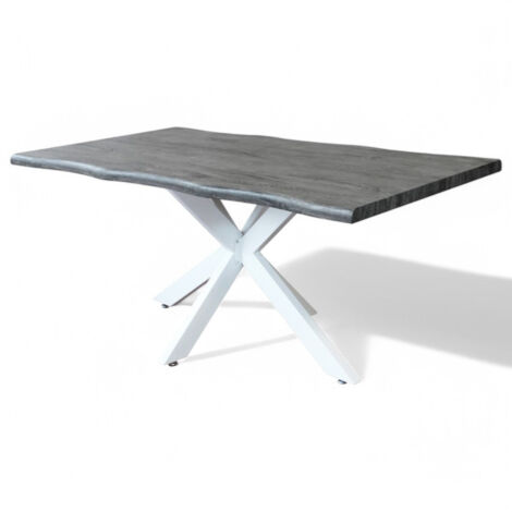 Tavolo con struttura in metallo e piano in melaminico 160x90xH75 cm Floym -  Bianco e Grigio