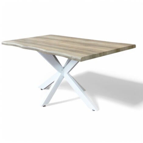 Tavolo con struttura in metallo e piano in melaminico naturale nodato 160x90xH75 cm