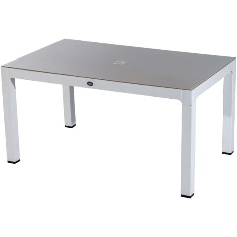 Tavolo Con Vetro Seginus Cm 150X90X75H Cappuccino Bianco